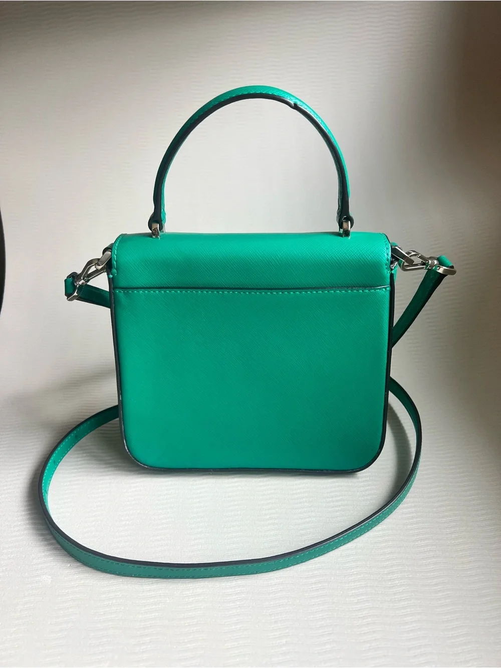 Kate Spade Crossbody Staci Square Saffiano Leather Structured Flap Green NWOT